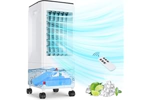 GREGALI Aire Acondicionado Portátil, Ventilador, 3 en 1 Enfriador de Aire Evaporativo, Oscilación, 1-7H Timer, Control Remoto, 3 Velocidades, 5,5L, Ruedas Universales, 60W Aire Acondicionado Sin Ventanas