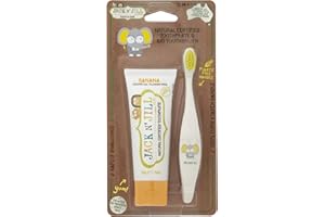 JACK N' JILL ................. SINCE 1949 Jack N' Jill Tooth Buddy, Banana Toothpaste and Toothbrush Set, Natural and Fluoride Free Toothpaste to Help Soothe Gums and Fight Tooth Decay, Ellie The Elephant