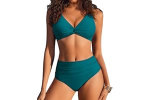 AI'MAGE Bikini for Women Sexy High Waist Two Piece Swimsuits V Neck Bathing Suits S-XXL