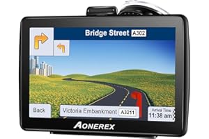 AONEREX Sat Nav, 7 Inch Touchscreen GPS Navigation for Car Truck Lorry Motorhome Caravan, Latest UK Europe Maps, Voice Guidance, Speed Cam Alerts, POI Search, Lane Assistance, Lifetime Gratis Map Update