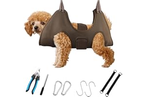 DaizySight Cortauñas Perro Hamaca Aseo para Pequeño Perra, Talla S, Arnes Colgante para Lima Uñas, Mesa de Aseo para Mascotas, Accesorios de Ducha y Baño - Verde Oliva