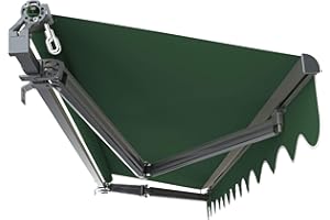 Primrose 3.5m Manual Awning Charcoal Cassette Mayfair DIY Patio Awning Gazebo Canopy (11ft 6") Complete with Fittings and Winder Handle (Green)