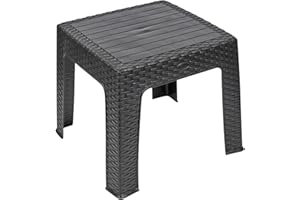 URBNLIVING Rattan Design Wicker Coffee Table Bistro Outdoor Plastic Garden Patio Furniture (Black)
