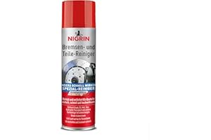 NIGRIN Nettoyant pour freins et pièces de moteur - Spray de 500 ml - Pour dégraissage des pièces de freins, de moteur et de machines - Blanc