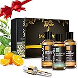MAYJAM Set di Oli Essenziali 3 * 30ml Bergamotto Eucalipto Arancio Dolce, Set Regalo Di Oli Essenziali Per Aromaterapia Per D