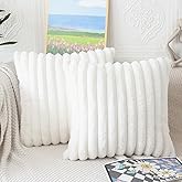 NIULAA Cream White Cushion Covers 45 x 45 Fluffy Faux Fur Cushion Covers 18x18 Set of 2 Pillow Covers Soft Plush Pillowcases 