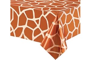 POPOYU Tovaglia in plastica con stampa di giraffe e animali della giungla, tovaglia in PVC per decorazioni per feste con animali, tovaglia in plastica per zoo, 137 cm x 270 cm