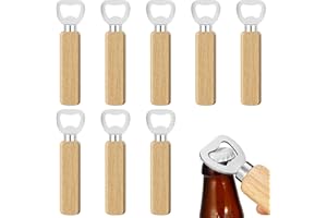 Maxentico Flaschenöffner(8Pcs), Robuster Tragbarer Bieröffner Bierflaschenöffner, Edelstahl Personalisiert Bier Kronkorken Öffner, Bierzähler Kapselheber Holz Laschenöffner Edelstahl-Bieröffner Mit