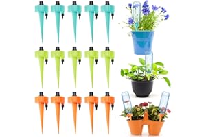 Kizaten Goutte a Goutte Bouteille,15Pcs Arroseur Automatique Plantes avec Vannes,Dispositif D'arrosage à Vitesse Réglable pour Plantes en pot dans le Jardin,Intérieur,Extérieur