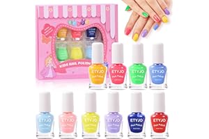 ETYJO Vernis Non Toxique pour Enfant - 10 Couleurs Coffret Vernis à Ongle, Peel-off à l'eau Kit Cadeau pour les Filles
