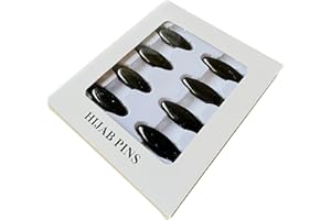 MAHNUR 8 Pcs Safety Sari Pins/Clips for Hijab, Clothes and Scarves with a Gift Pack (Black)