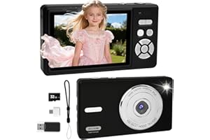 CETOON Digital Camera 4K - Autofocus Compact Cameras with 32GB SD Card 44MP Portable Mini Small Photo Camera with 2.8" LCD Screen 18X Digital Zoom Vlogging Camera for Students, Teens, Beginners (Black)