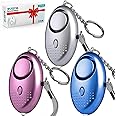 Personal Safety Alarms for Women, 3 Pack Reusable Police Approved 140DB Loud Alarm with LED Light, Small Personal Security Alarm Torch Keychain for Women, Girls, Children and Elderly