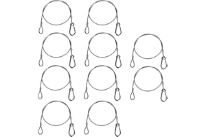 TSSS 10 Pcs Stage Lights Safety Cable,65 cm Picture Hanging Wire Rope,Stainless Steel Security Chain Cable for Stage lighting,with Buckle and Looped,Max load 50 kg