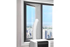 Andizun Air Conditioner Window Kit, 400CM Air Conditioner Window Seal Kit with UV protection, AC Window Seal Kit with Zip & Powerful Adhesive Tape, for Portable Air Conditioner, Tumble Dryer, Grey