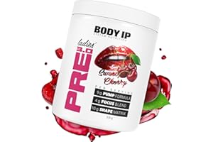 ‎BODY IP BODY IP Ladies' Pre 3.0 | Sweet Cherry | Pre Workout Shake für Frauen | Pump Booster | hochdosierte Inhaltsstoffe | vegan | laktosefrei und aspartamfrei | 20 Portionen - 510 g | Made in Germany