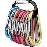 Gimars 10pcs Aluminum Alloy Spring Locking Carabiners - 8cm | Easy opening with one hand, bright colours, lightweight and dur