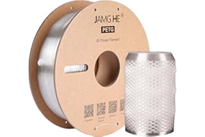 Filament PETG do drukarki 3D, JAMG HE 1,75 mm, 1 kg, precyzyjny +/- 0,02 mm, PETG do napełniania druku 3D (1 kg, przezroczysty)
