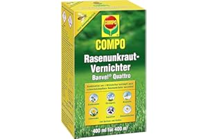 COMPO Rasenunkraut-Vernichter Banvel Quattro, Bekämpfung von schwerbekämpfbaren Unkräutern im Rasen, Konzentrat, 400 ml (400 m²)
