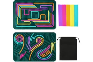 O-Kinee Sensorik Activity Board Silikon,30x20cm Grün Sensory Fidget Board,Doppelseitiges Aktivitätsbrett mit 40 Strings Diamant Aufkleber Set 1B