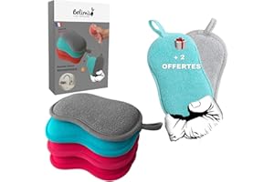 BELIM'S Kit 6 Eponges Microfibres Lavables Reutilisables Vaisselle 4+2 offertes- Antibacteriennes Double Face-Magique Grattante Brosse -Menage Cuisine Salle De Bain-Accessoire Multiusage Nettoyage
