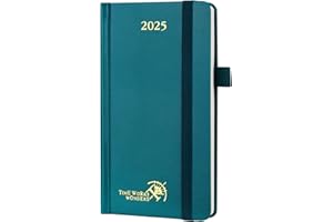 POPRUN Agenda Settimanale 2025 Piccola 16,5 x 9 cm, Copertina Rigida, Planner 2025 Tascabile con Nastro Segnalibro, Carta Spessa da 80 GSM, Verde Pacifico
