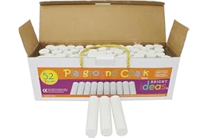 Bright Ideas PK52 - Tiza gigante para parque infantil, color blanco, brillante, lavable, acera, pavimento, pizarra, 52 tizas blancas, 10 cm
