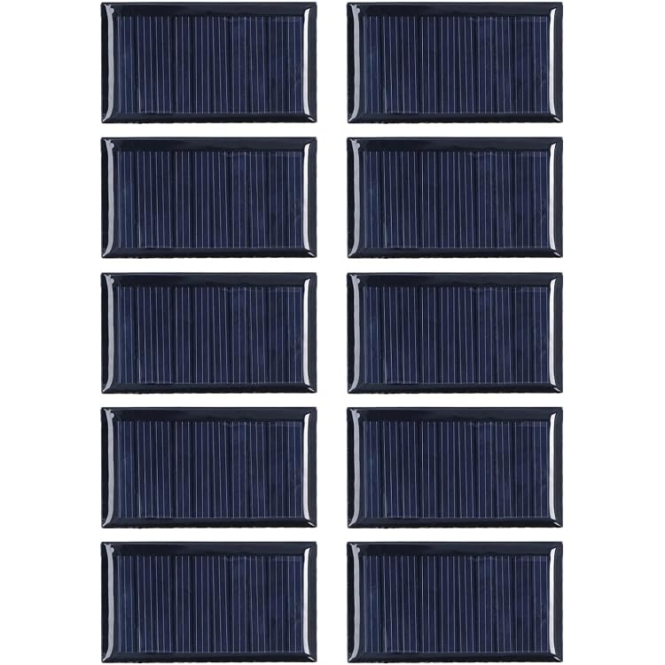 10 Mini Panneaux Solaires 6V 50mA - 80x45mm - Pour Projets DIY, Jouets Solaires, Bricolage énergie Renouvelable