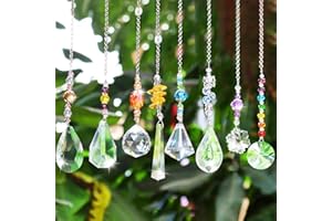 OOSHEON 8 Pezzi Acchiappasole Cristallo, Cristalli Decorativi Prisma Arcobaleno da Finestra, Suncatcher Pendenti Rainbow Maker con Catena di Perline per la Casa, L'ufficio e il Giardino