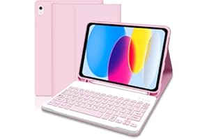 HOFSOS Coque Clavier pour iPad 10/11 Ème Generation (10.9 Pouces 2022/11 Pouces A16 2025), Étui Français Magnétique Keyboard avec Porte Crayon, AZERTY Layout pour iPad 10/11eme, Rose​​