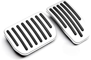 ‎SHOP4EV Shop4EV Performance Pedalkappen Pedale Gaspedal Bremspedal Aluminumoptik Abdeckung Fußstütze Kompatibel für Tesla Model 3 und Model Y