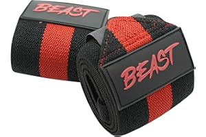Alpha Designs Bandes de poignet « Beast » – Parfait pour l'haltérophilie, l'haltérophilie, Strongman et Crossfit. Matériaux de qualité supérieure pour plus de durabilité. 2 longueurs et 3 résistances