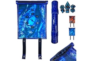 POWER BEAST Dungeon 2 en 1 Bolsa para Dados Dragon + Tablero y Bandeja rol Enrollable + Juego de 7 Dados rol, D&D, Juegos de Mesa, Dungeons and Dragons, Dragones y Mazmorras, DND, RPG. (DRAGONHIELO)