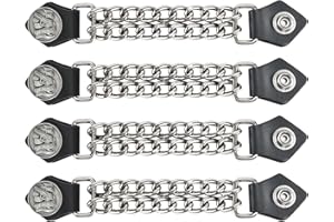 EXCELSIOR INTERNATIONAL 2nd Amendment Vest Extenders – Unisex Biker Motorcycle Vest Chains, Durable Chrome Extenders (4", 6.5") – Set of 4 Patriotic Accessories, Black and Silver, One size