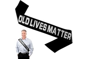 HIOIP Old Lives Matter Birthday Sash Age 3+, Glitter Silver Letter Birthday Belts, Funny Birthday Party Sash, Fun Banner for Old Age Adults Birthday Retirement Party Decorations Supplies (Black)
