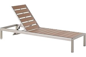 Beliani Transat de Jardin en Aluminium et Bois Composite Marron Dossier Réglable Nardo