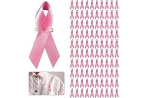 QIUHHPUY Lot De 100 Broches En Forme Ruban Rose Cancer Du Sein - Octobre Avec épingles à Nourrice Pré-DéCoupé Pour Sensibilisation Au Satin