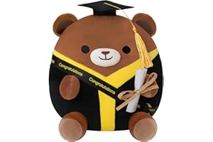 Xfrog Graduation Bear Plush, Cute Bear Stuffed Animals with Black Gown, Scroll and Hat 2025 Graduation Gifts for College/High School/Kindergarten Brown Bear 25CM