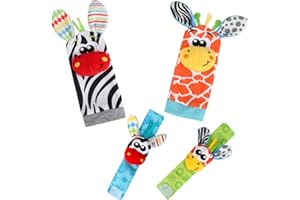 Hochets Pour BéBé Jouet Poignet Et Chaussettes, Jouet Bebe 3 Mois 2pcs Souple Poignet De Bell Strap Hochets Et Chaussettes Pied Finder Set Jouets D'éVeil
