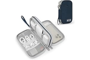 Anywest Reise Zubehör Organizer Tasche, Wasserdicht Reisekabel Organizer Doppelschicht Reise Elektronik Zubehör für USB Powerbank, Kabel, SD Karte, S-040403-BU