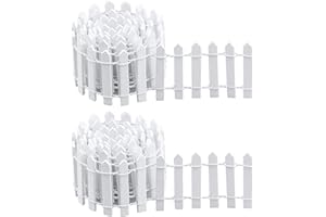 TDDL 2Pcs Mini Valla de Madera, 5 x 90cm Flexible Decoración de Jardín, Pequeña Valla en Miniatura, para Adorno, Manualidades, Bricolaje, Micro Planta Decoraciones, Navidad Decoracion - Blanca