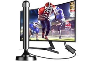 DGUPSP TV Aerial Indoor for Smart TV with Signal Booster + Magnetic Base, Digital TV Antenna indoor/outdoor with strong signal for 360°Long Range Reception Support 4K 1080P HDT All TVs