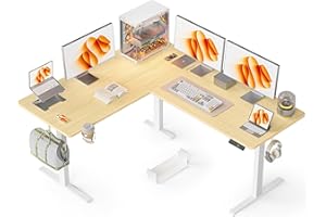 ‎WALKINGDESK WALKINGDESK L-förmig Höhenverstellbarer Schreibtisch Elektrisch, 160 x 140 cm Eckschreibtisch Höhenverstellbar, Steh-Sitz Computertisch mit Kabelmanagement für Office Büro Gamer, Eiche