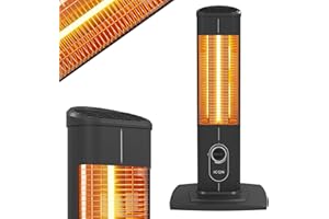 ICQN Estufa de pie de, para interiores y exteriores, 1500W, 4 niveles de calor