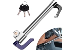 Tevlaphee Auto Lenkradschloss Bremspedal Kupplungsschloss Versenkbarer Haken Universelle Diebstahlsicherung Für Van Auto SUV Lkw Lkw Schwere Auto Auto Sicherheit mit 3 Schlüsseln Max Länge 92cm