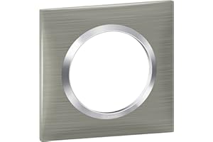 Legrand - Plaque carrée dooxie 1 poste finition effet inox brossé avec bague effet chrome