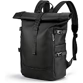 Unisex Rolling Backpack, 17 Inch Portable Backpack for Men and Women | Waterproof Large Expandable Backpacks 24-32L, Black Ba