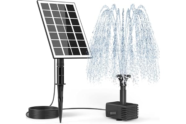 SZMP Fontaine Solaire, DIY 3.5W Solaire Flottant Extérieur Fontaine, Verre Pompe Bassin Solaire avec 8 Buses & 3M Câble Solar Fountain pour Bain d'oiseaux Aquarium Jardin