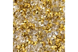 LUSSO LIA 4500 Pieces 6mm Mini Fake Diamond Crystal Scatter Gems for Arts and Crafts and Wedding Table Decoration Home and Party Decoration in Gold and Clear (Gold)