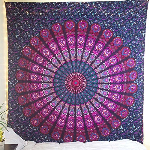 Tapestry Double Pink purple New more Beach Sheet Indian wall Hanging Mandala BedSpread Dorm Decor Tapestries 92×82 Inches by Aakriti Gallery - 3